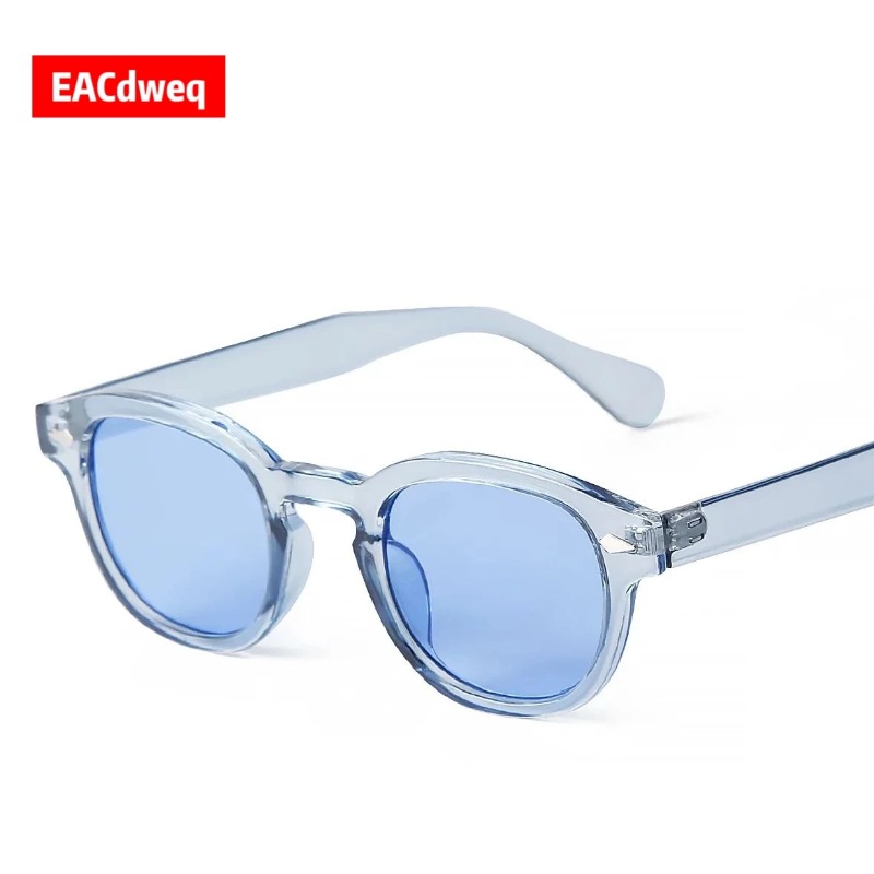 Men'S Fashion Round Glasses - Occhiali da Sole Rotondi Trasparenti Blu