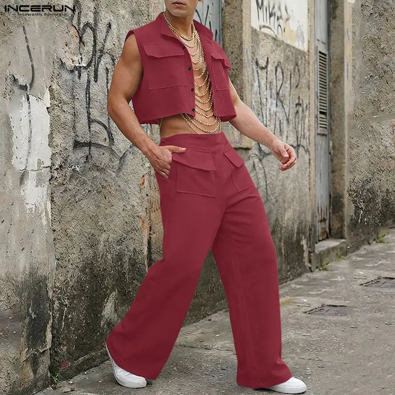Mens Fashion Ideas - INCERUN Completi da Uomo: Top Corto