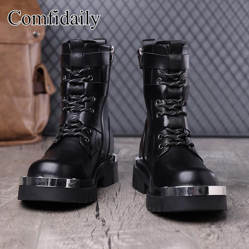 Belt Mens Fashion - Stivali alti con suola spessa di