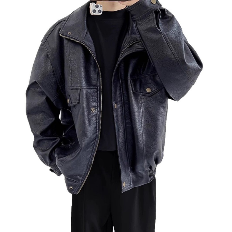 Mens Fashion Bomber Jacket - Giacca Vintage Americana in Ecopelle per