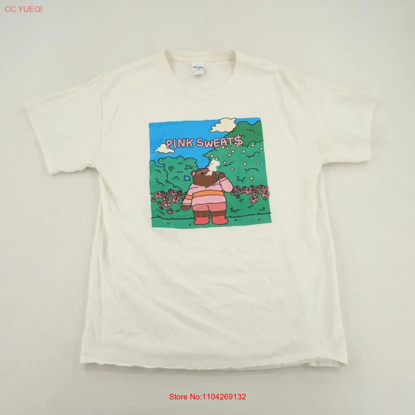 Men'S Fashion Pink Shirt - T-shirt rosa con orsetto, bianca, taglia