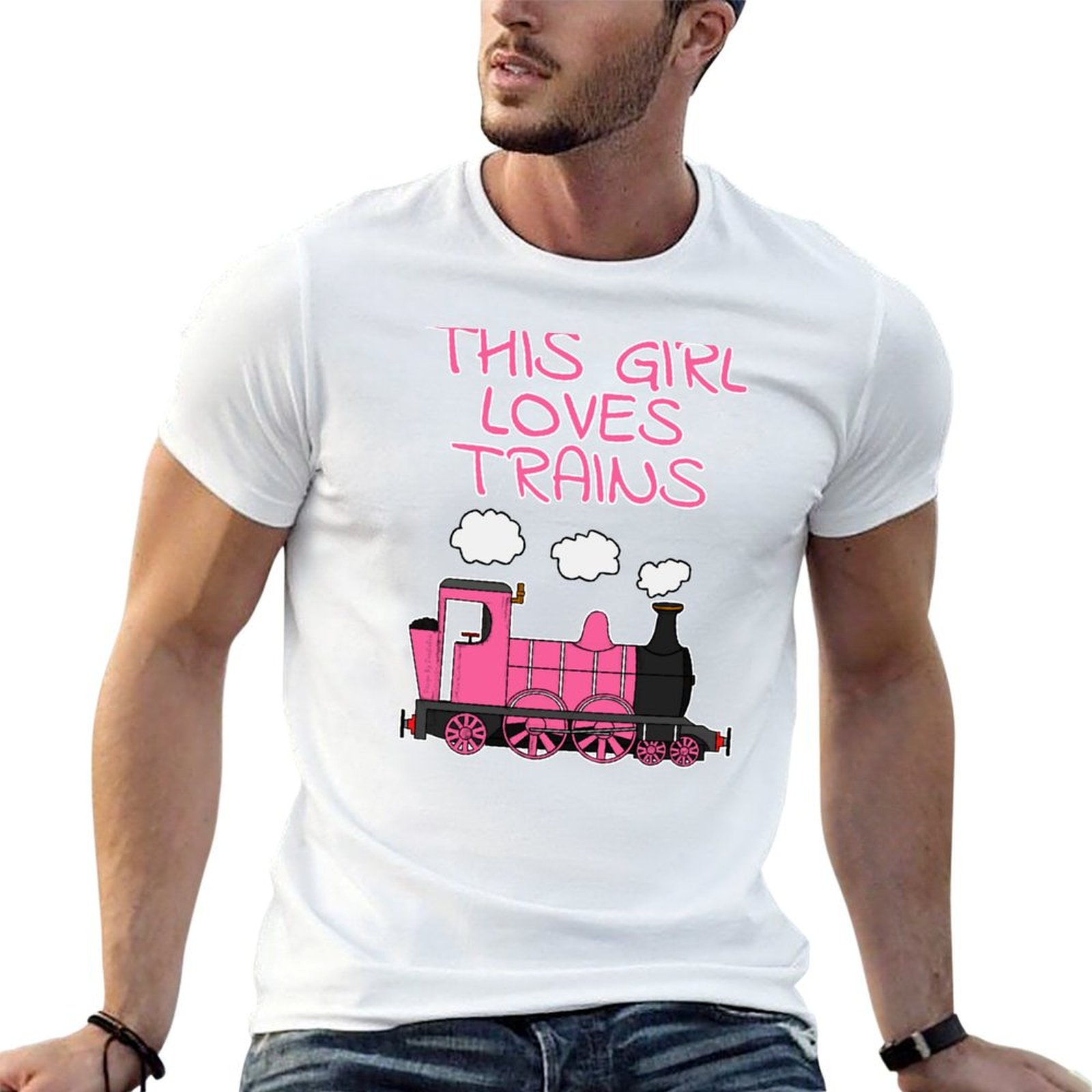 Questa ragazza adora i treni,  - Men'S Fashion Pink Shirt recensione e prezzo