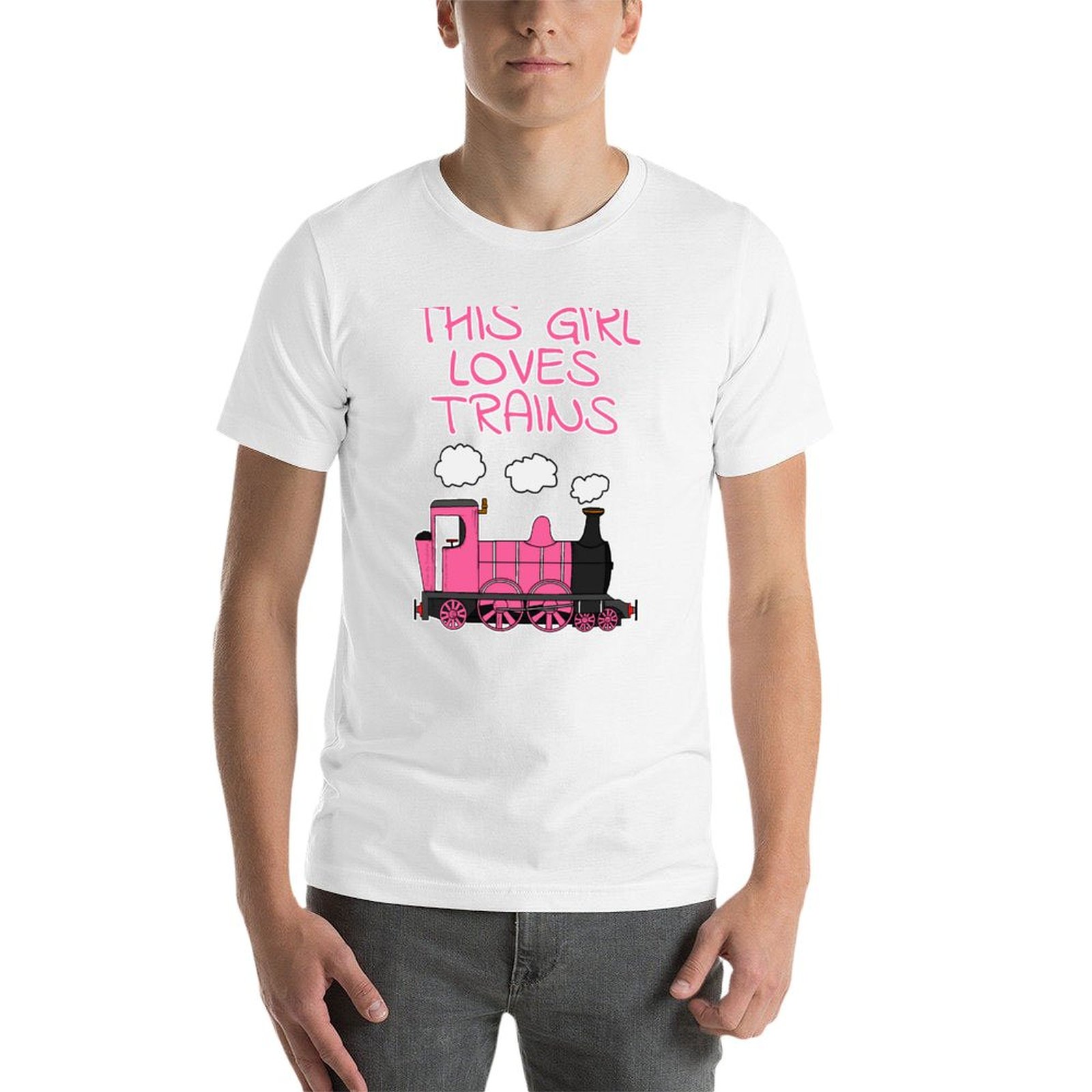 Questa ragazza adora i treni,  - Men'S Fashion Pink Shirt recensione e prezzo